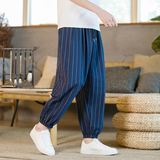 灯笼裤男士大码条纹休闲裤风夏季潮宽松运动阔腿哈伦裤K38P45，男装休闲裤，星座203-3