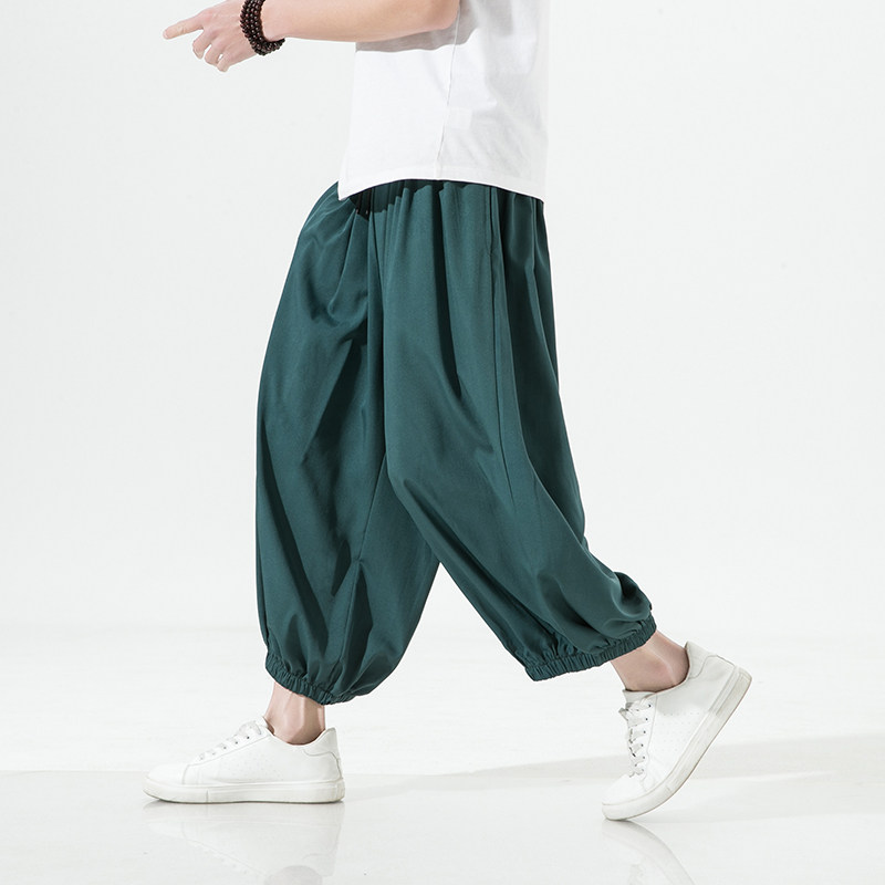 冰丝裤阔腿裤风男大码宽松九分裤2024夏季束脚沙滩裤FK11P40,男装休闲裤,星座203-3