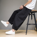 2024春夏新品九分裤风日系潮流大码灯笼裤棉麻萝卜裤FK20P45，男装休闲裤，星座203-3