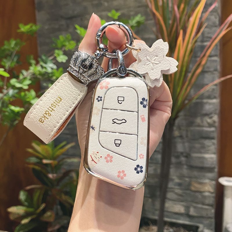 奇瑞系列定制款樱花招财猫钥匙套
