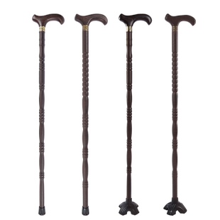红木拐杖老人防滑轻便手杖拐棍老年人防摔倒专用实木助力四脚龙头