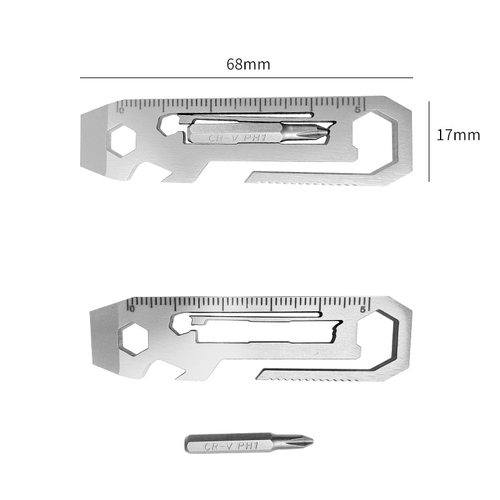 户外便携扳手小工具多功能工具带批板手七合一工具卡多功能不锈钢