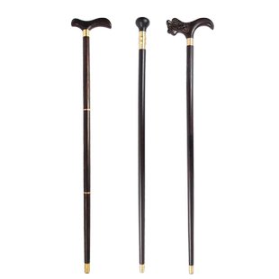 乌木紫光檀老年人防滑拐杖实木拐棍三节木头老人轻便文明手杖木质