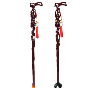 拐杖老人男女防滑老年人四脚龙头拐棍红花梨木拐实木手杖木头长寿