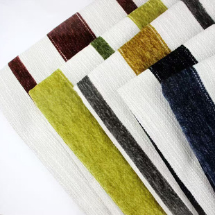 网红雪尼尔条纹面料沙发垫抱枕套涤麻混纺布料现代休闲风靠垫布