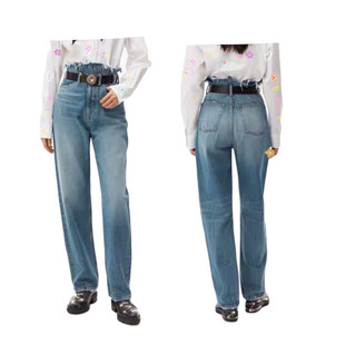 女春秋新款 显高挑身材复古显瘦阔腿裤 潮流超高腰牛仔裤 尾dan时尚
