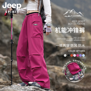 户外登山徒步防水防风休闲裤 春夏季 薄款 工装 吉普裤 裤 子女士冲锋裤