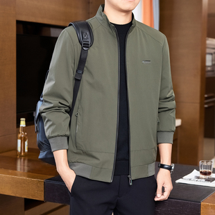 高端立领夹克男士外套春秋季2026新款薄款休闲爸爸装中年男款春装