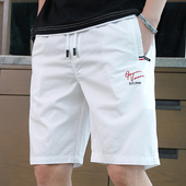 纯棉休闲白色短裤 男款 男士 薄款 2025新款 中裤 夏季 宽松五分裤 潮高端