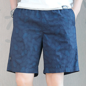 薄款 休闲五分裤 5分大裤 男士 夏季 外穿中裤 衩花短裤 纯棉宽松沙滩裤