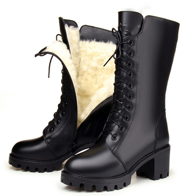 皮毛一体靴子真皮马丁靴羊毛棉鞋