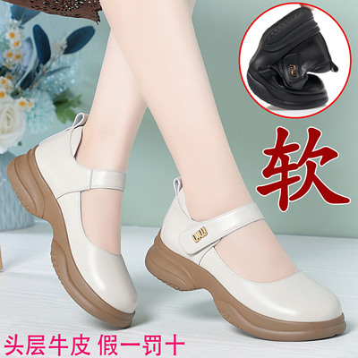 兰妮鸟真皮玛丽珍女鞋厚底小皮鞋