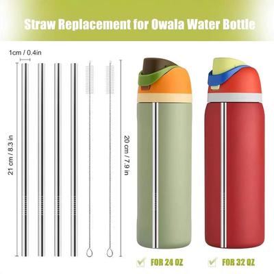 金属10mm吸管替换件适用于Owala水瓶24盎司32盎司304不锈钢吸管