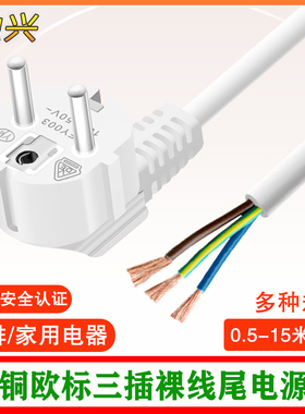 VDE认证欧标电脑电源线带插头3芯1.5/2.5平方欧规欧式三孔插头线