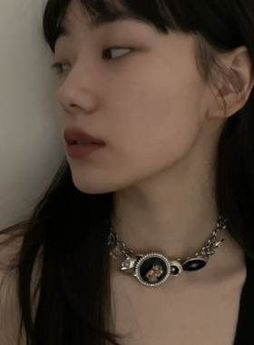 《暗夜繁花》y2k辣妹项链朋克重工朋克风锁骨链choker短款项饰