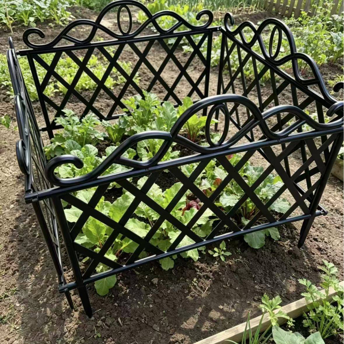 塑料插地式栅栏田园篱笆绿色花园小围栏拼接园艺护栏网格箭头围栏