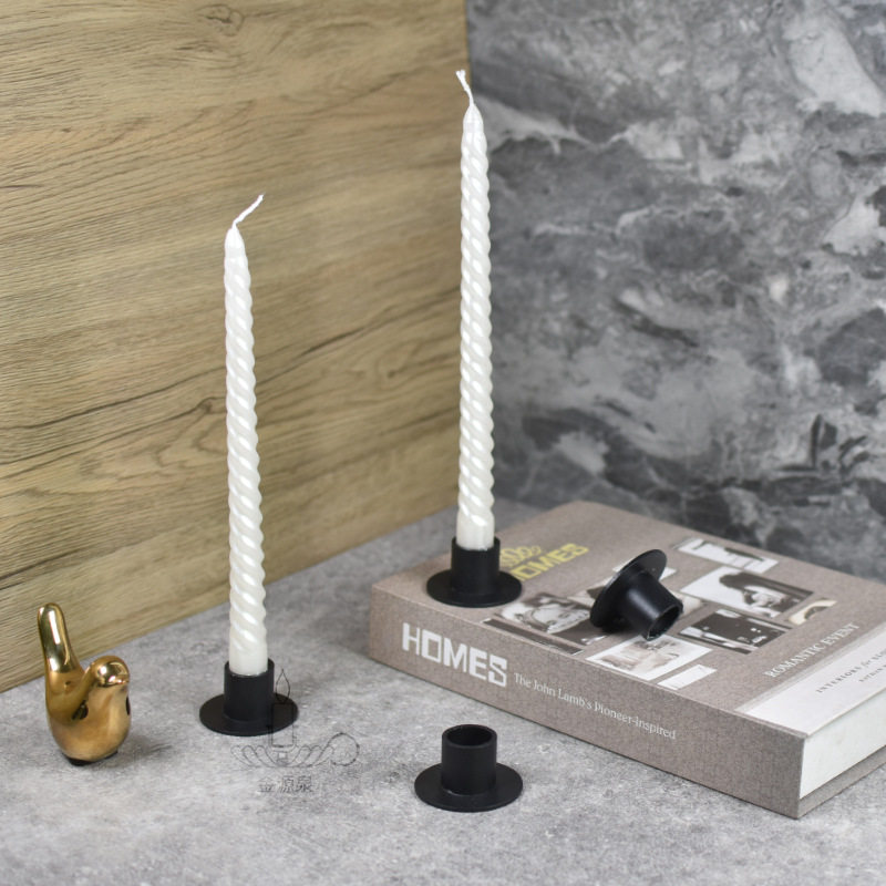 跨镜黑色圆型小烛台铁艺复古磨砂蜡烛台饰品家居餐桌摆件蜡烛杯