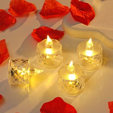 led电子蜡烛灯迷你水晶蜡烛台小夜灯创意生日求婚氛围灯蜡烛