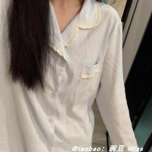 韩系简约睡衣女春秋季长袖高级感