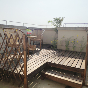 露天庭院子露台室外木板户外碳化实木地板阳台防水防腐木休闲平台