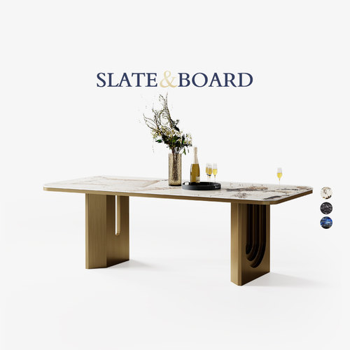 轻奢现代岩板餐桌高级感意式餐台