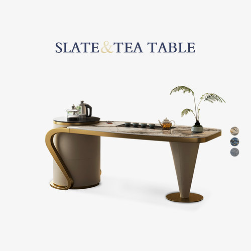 岩板功夫茶桌高档家用不锈钢