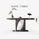 Mobeier 极简走廊过道柜 现代轻奢玄关桌天然奢石微晶石玄关台意式