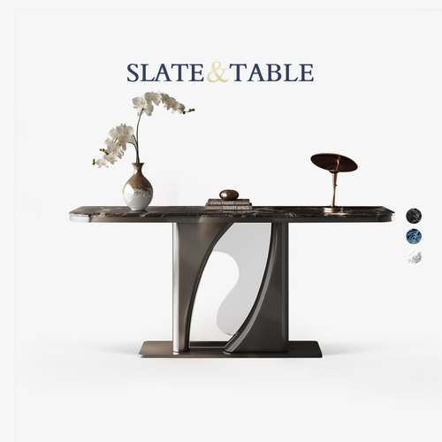 轻奢入户高端玄关桌微晶石端景台