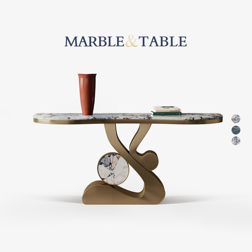 轻奢天然大理石玄关桌入户端景台