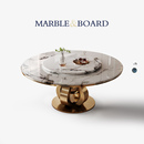 Mobeier 大理石餐桌圆桌转盘轻奢高级感微晶石大户型别墅家用饭桌