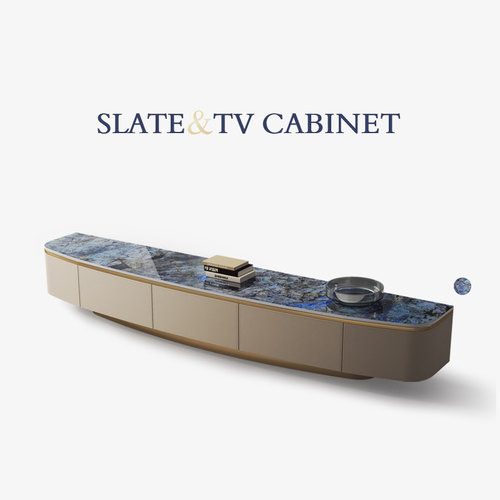 意式轻奢岩板茶几电视柜组合家用
