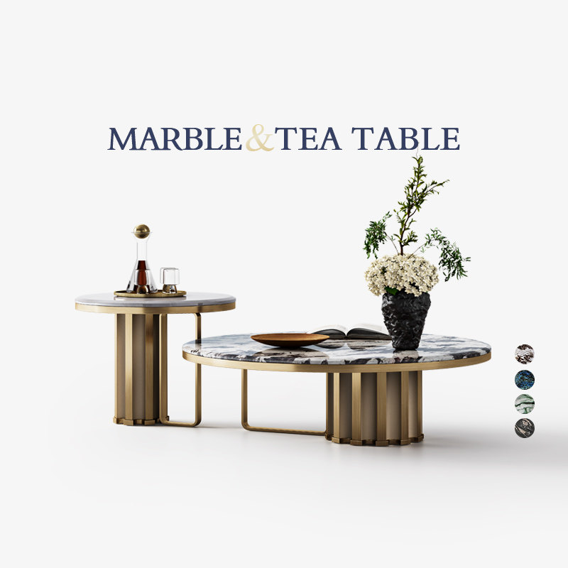 Mobeier 意式轻奢茶几客厅新款高级感茶几原创设计天然大理石茶几