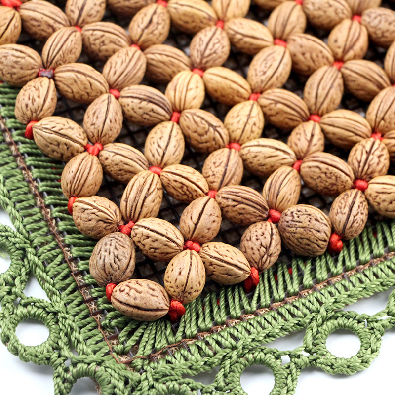 小桃核手工红绳编织实木田园天花边不变形按摩坐椅车足垫脚垫核桃