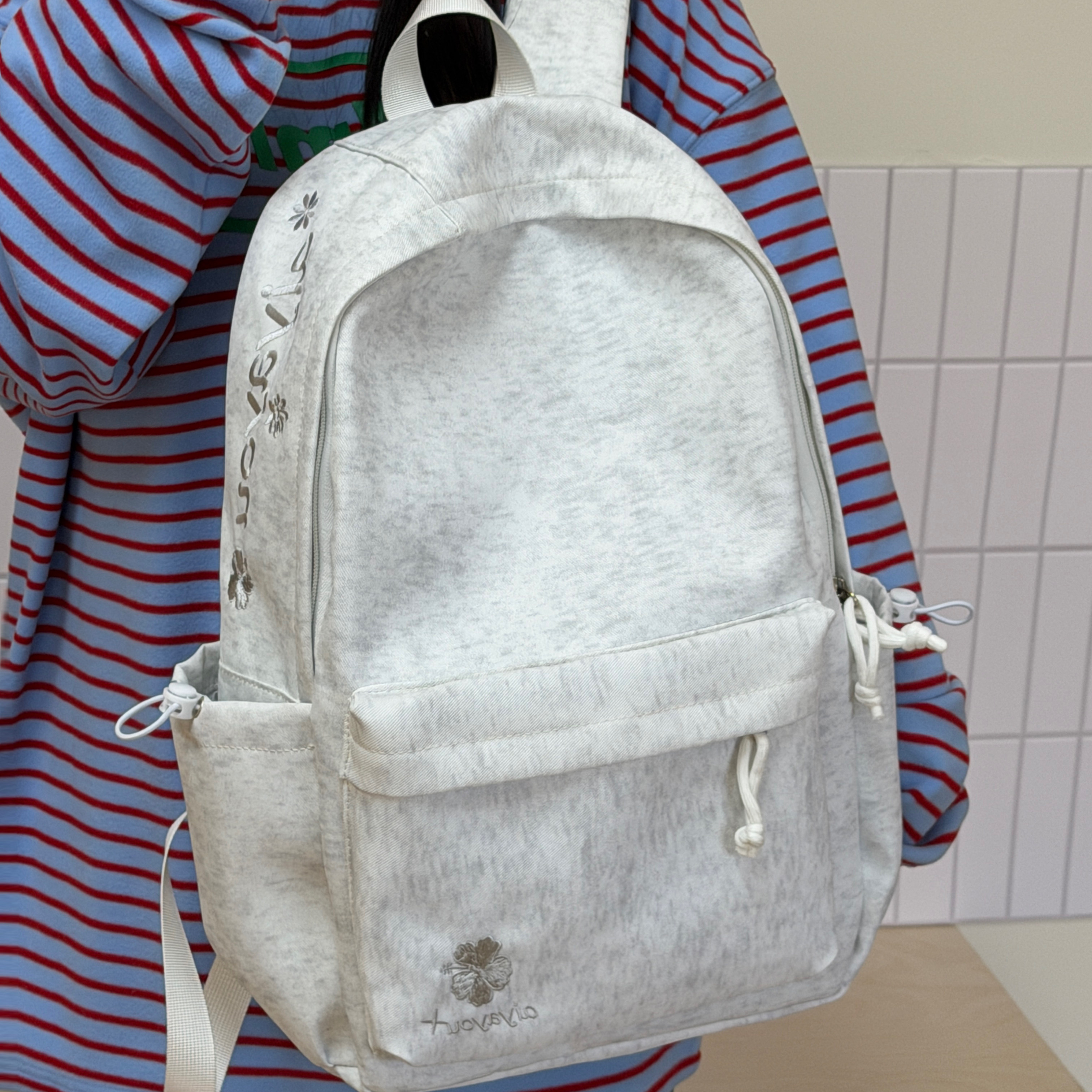 双肩包大容量刺绣包包学生初中书包男女高颜值ins风简约旅游背包