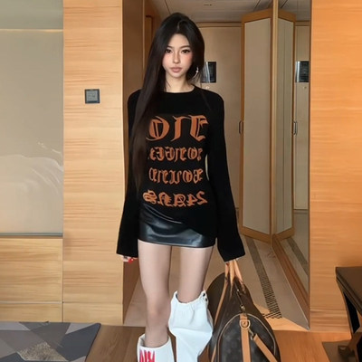 加绒圆领德绒打底内搭短款小衫女