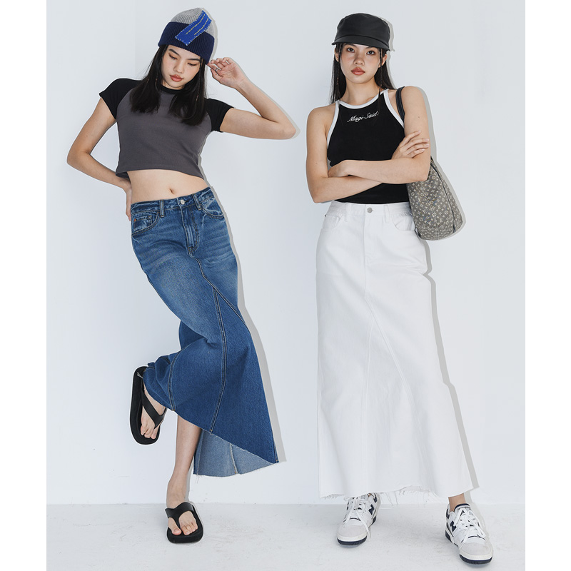 ZUCCOS夏季薄款水洗牛仔半身裙