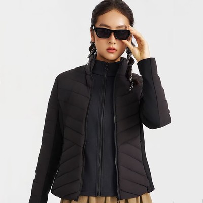 红一号立领羽绒服男女短款2025秋冬新款休闲保暖白鸭绒外套51175