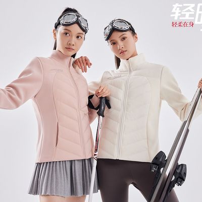 红一号羽绒服女2024秋冬新款短款立领轻薄保暖修身羊毛外套H28871