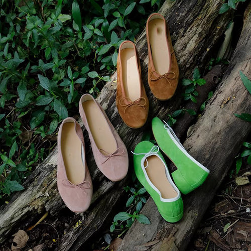 盛先生｜全新升级真皮中底chao软羊猄芭蕾手工鞋女蝴蝶结低跟单鞋