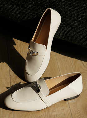 盛先生｜2025新款kelly两穿真皮乐福鞋女牛皮软底平底英伦单鞋W1