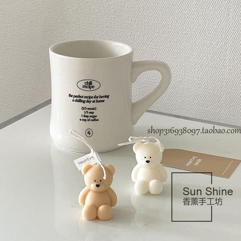韩式ins风自制香薰蜡烛可爱新款坐坐熊硅胶模具手工模型