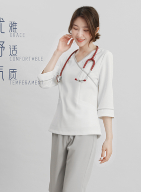 美容院美容师工作服女高端护士服分体套装白色皮肤管理师工作服