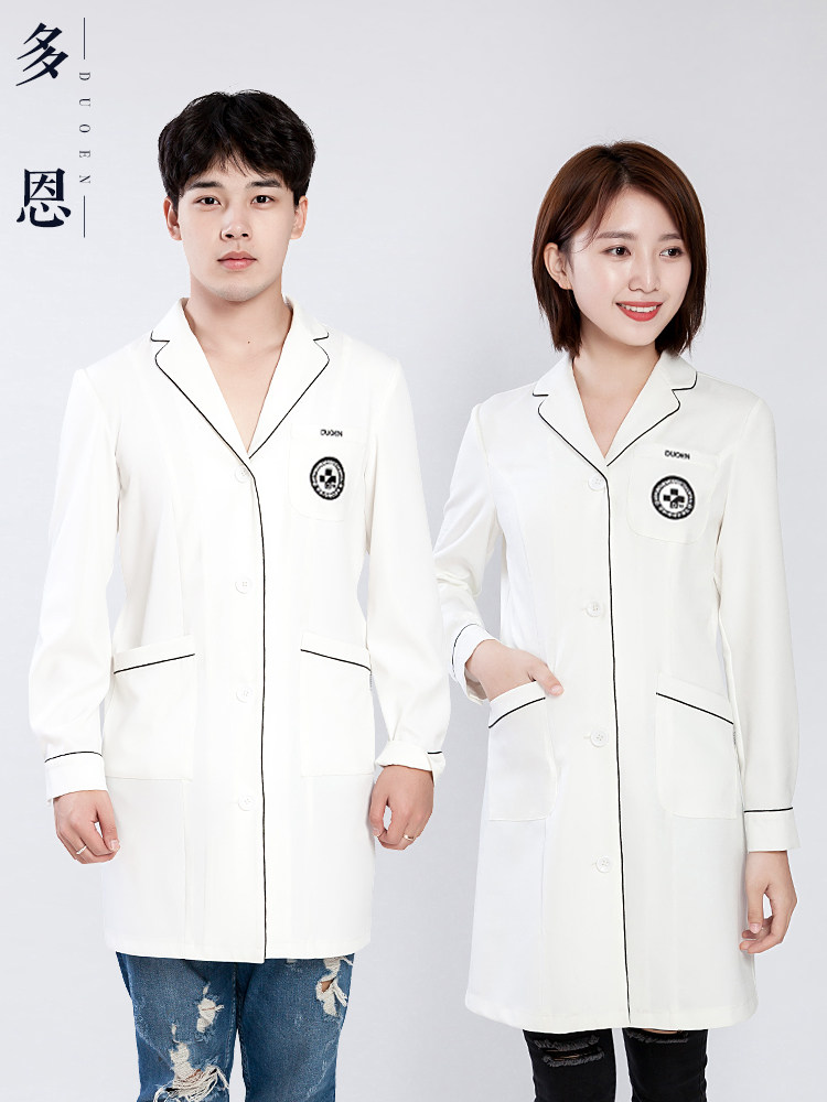 韩式白大褂定制logo医生外套工作服夏白大衣医生长袖医生服男女款