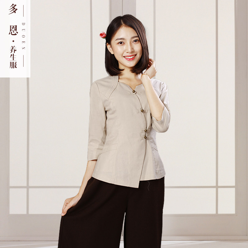 多恩新款养生会所美容师工作服图片