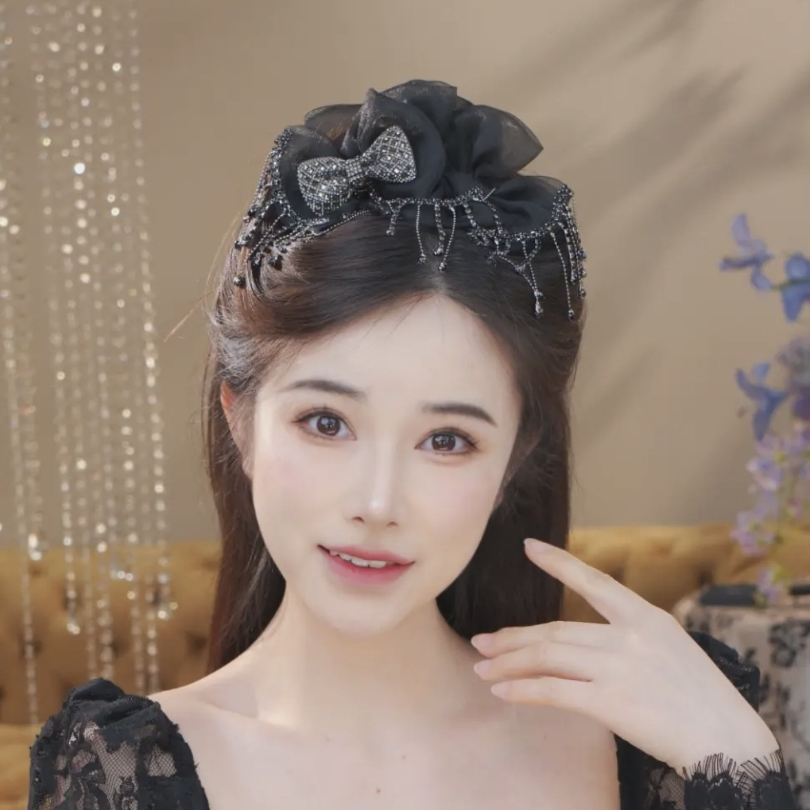 【AB面抓夹]纯手工设计款蝴蝶结发夹抓夹黑色鲨鱼夹发饰在逃公主