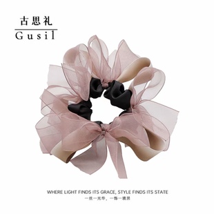 许我耀眼许妍慵懒风优雅日常蝴蝶结大肠发圈新款 百搭丸子头发绳女