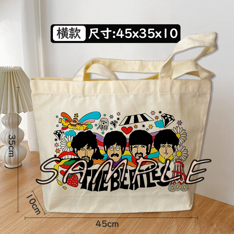 甲壳虫The Beatles周边帆布袋披头士乐队横款手提袋单肩包装书袋