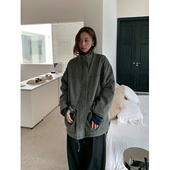 外套女秋宽松中长款 重工黑色工装 复古夹克 墨尔本风至 SIXI四喜家