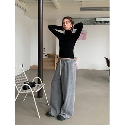 自洽松弛感抽绳绒感直筒卫裤