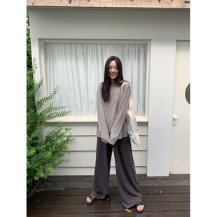 SIXI四喜家 糯糯麻薯tee 随性侧开衩长袖T恤女宽松显瘦防晒上衣